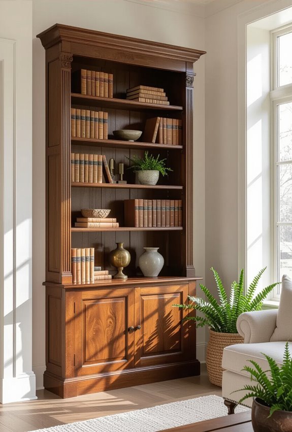 antique built in bookcase focal