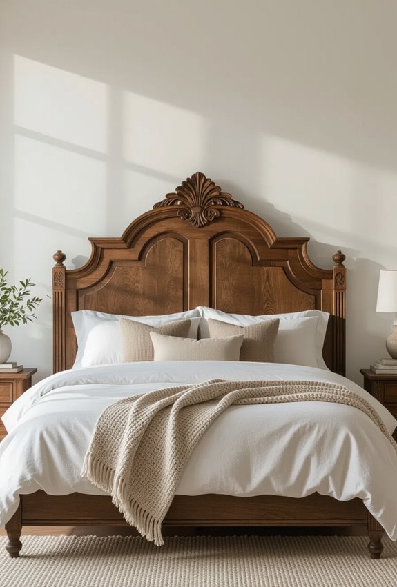 antique carved headboard focalpoint