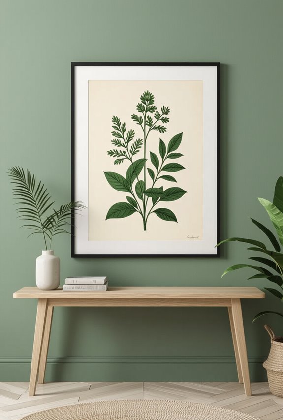 antique green botanical art