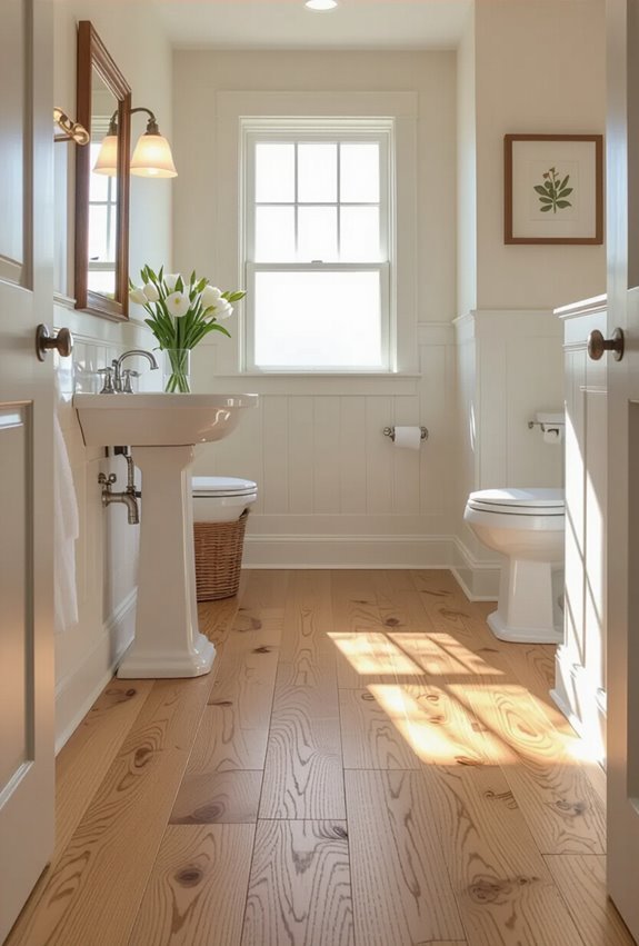 antique stained oak bathroom flooring