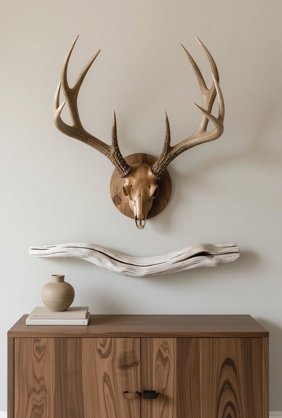 antlers and driftwood display