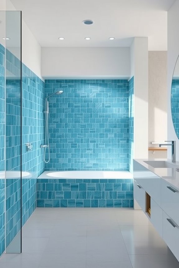 aqua blue shower niche