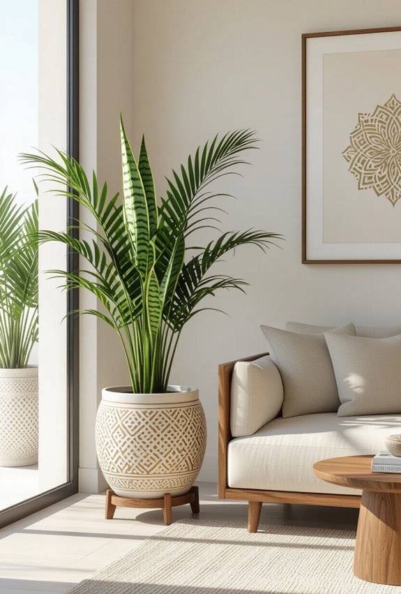 arab inspired ceramic planter greenery
