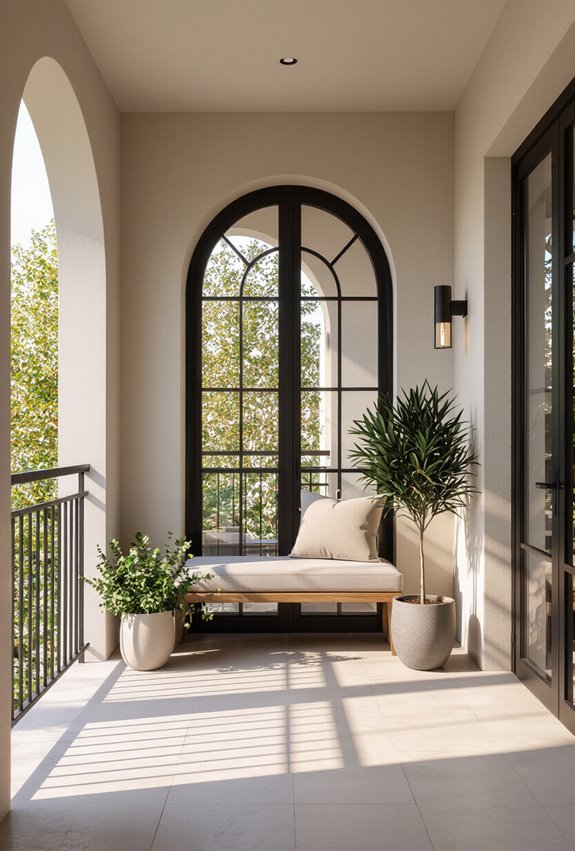 arched windows soften balconies