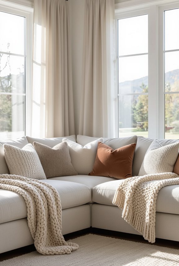 artisanal textured cozy layering pillows