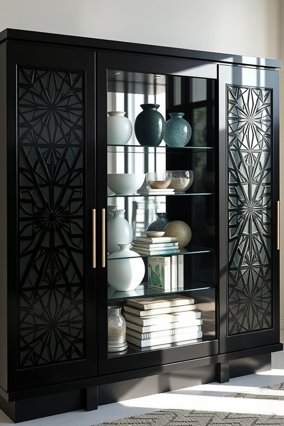 artistic black display cabinets