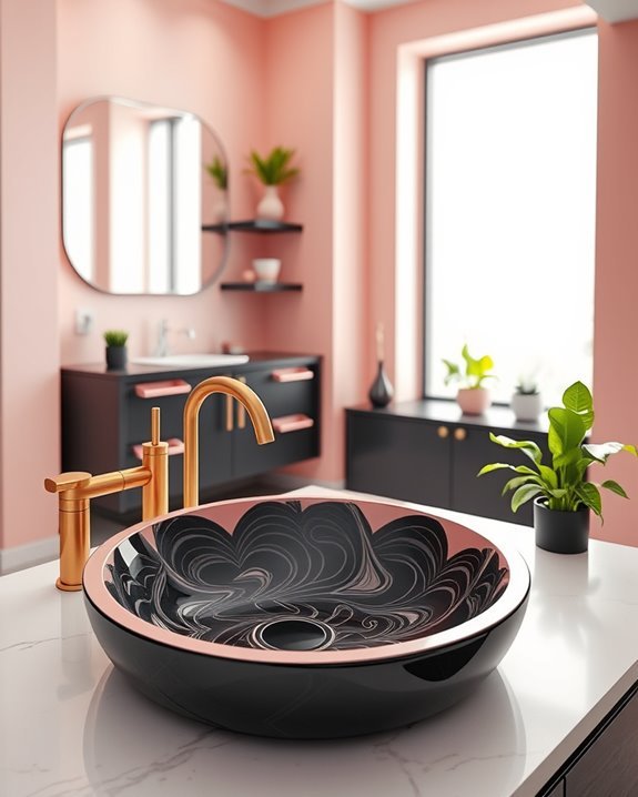 artistic black pink sinks