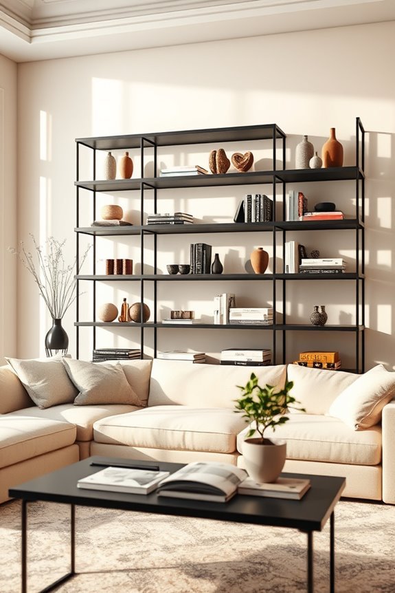 artistic black shelf displays