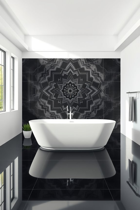 artistic black tile murals