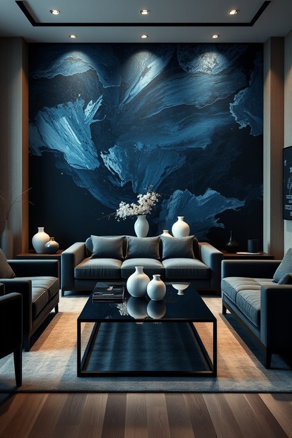artistic blue and black mural