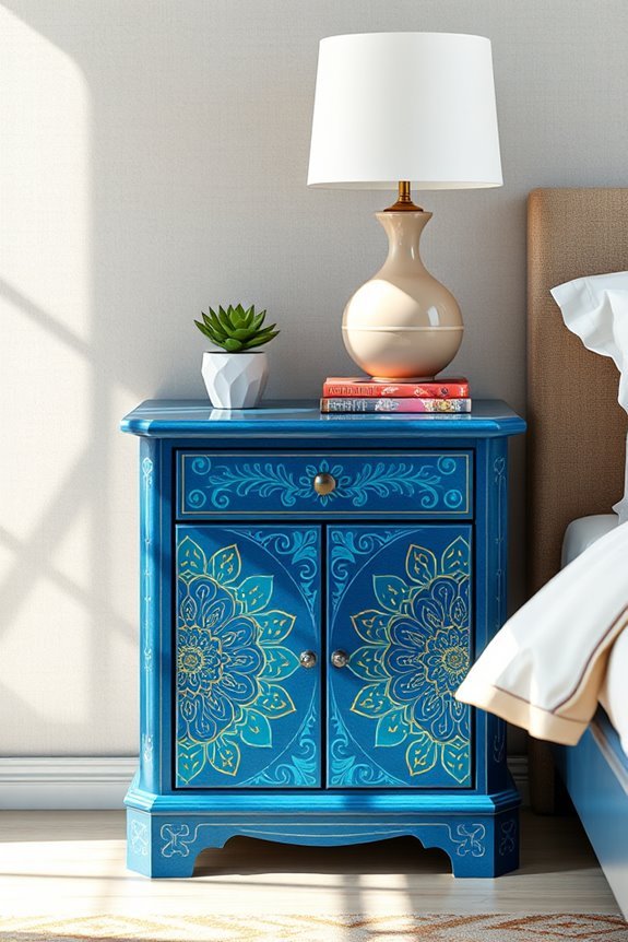 artistic blue nightstand decor