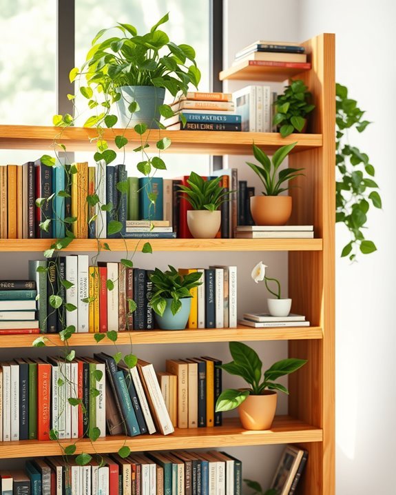 artistic bookshelf plant displays