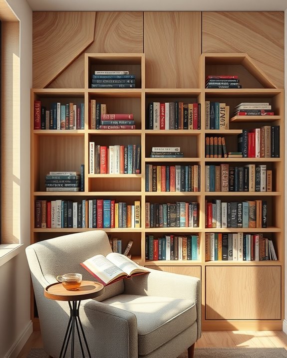 artistic bookshelves enhance aesthetics