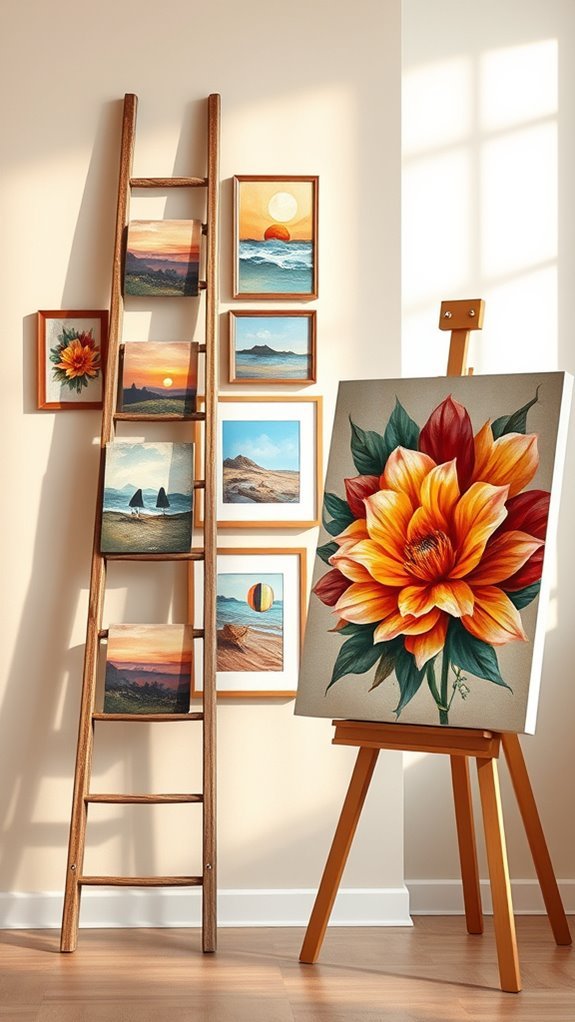 artistic display on ladders
