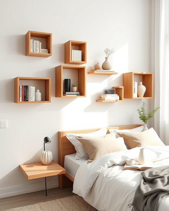 artistic floating box shelves
