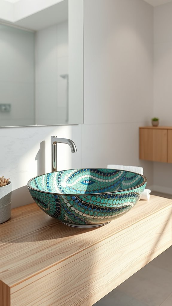 artistic mosaic basin sink