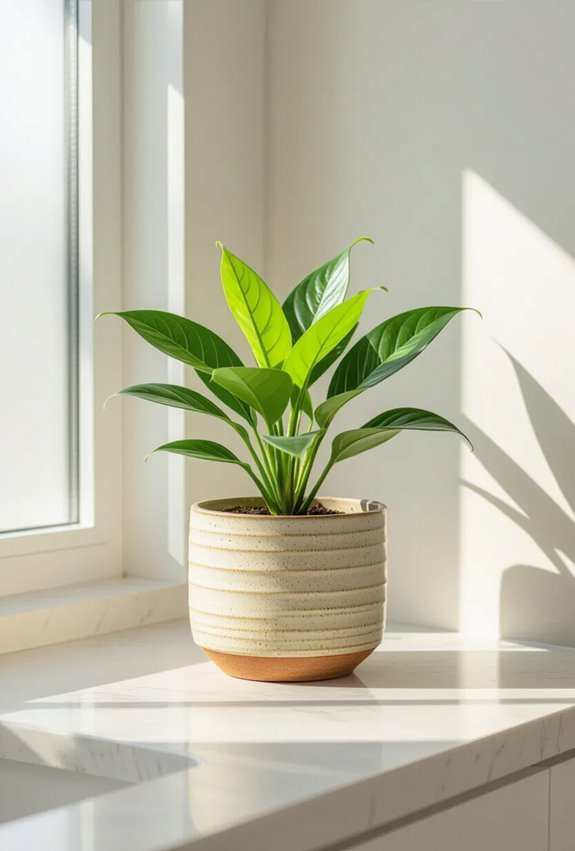 artistic potted bathroom greenery