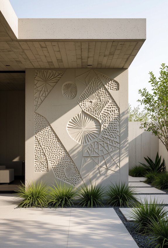 artistic textured patterned concrete walls