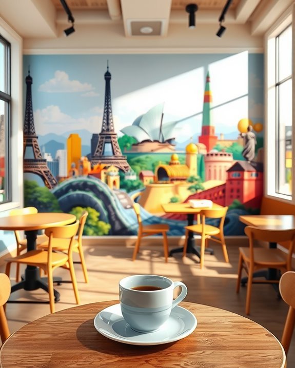artistic travel inspired murals