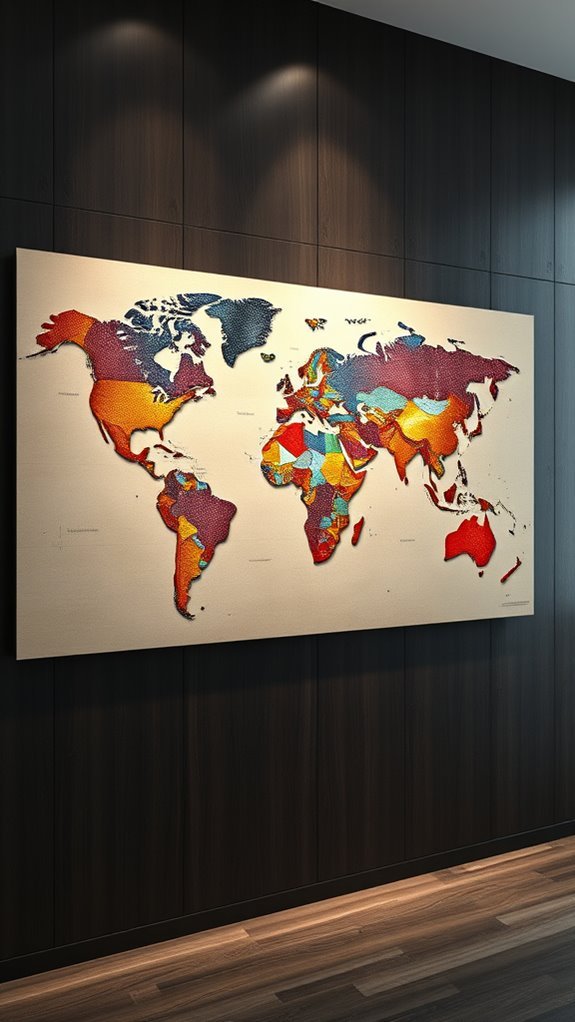 artistic world map decor