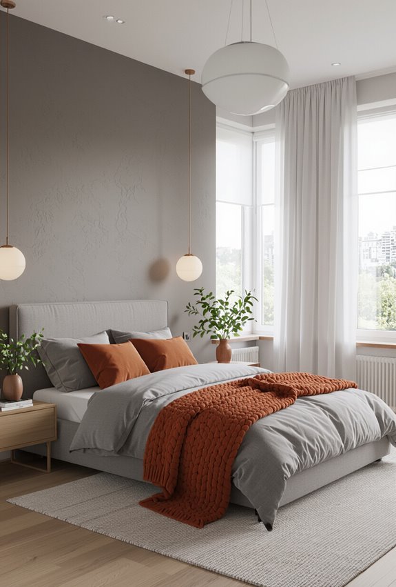 ash grey with burnt orange