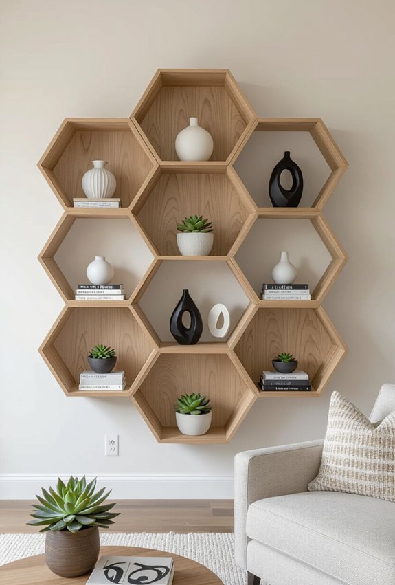 asymmetric geometric sculptural shelving