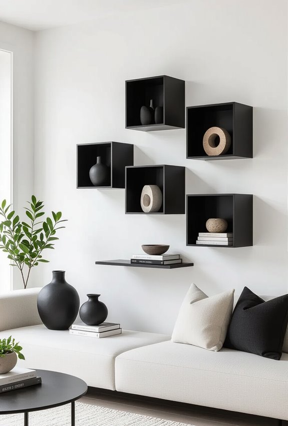 asymmetrical black box shelving