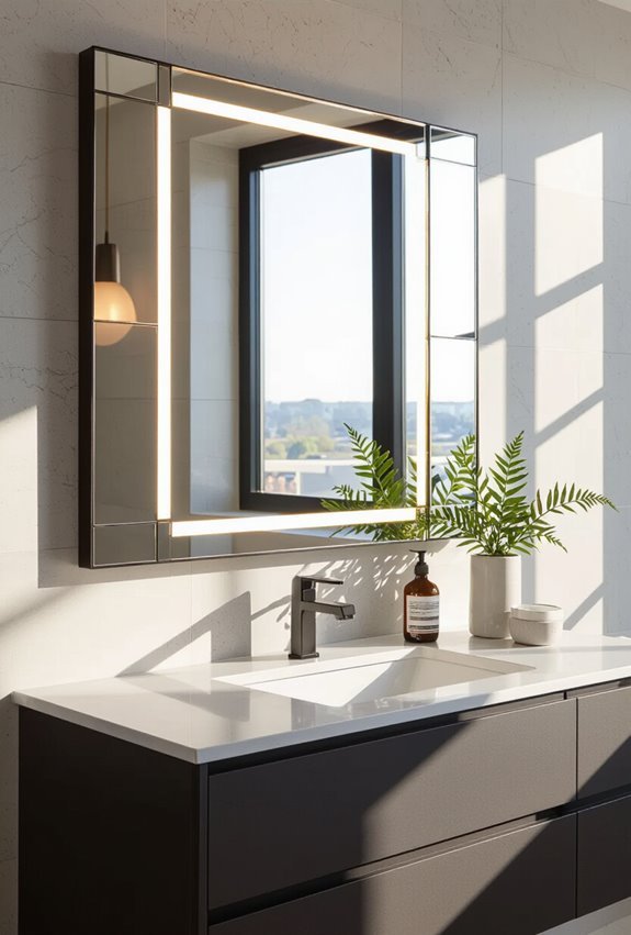asymmetrical layered mirror panels