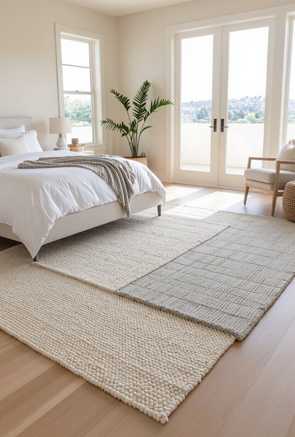 asymmetrical layered patterned rugs