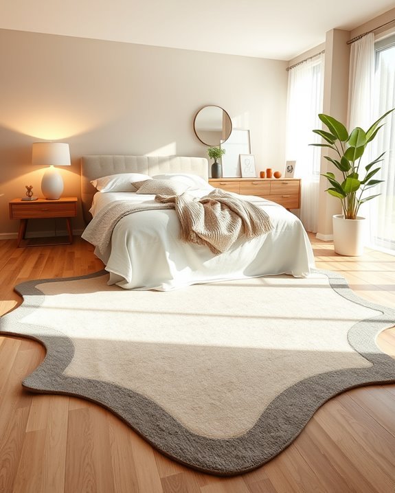 asymmetrical rug enhances aesthetics