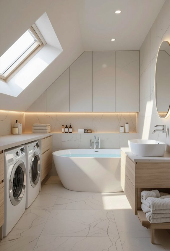 attic laundry bathroom combo space