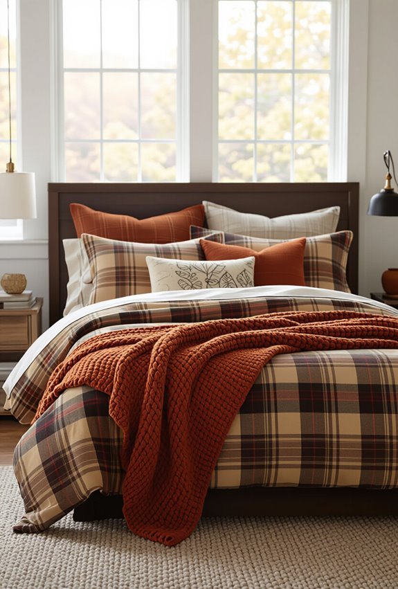 autumn patterned layered cozy bedding