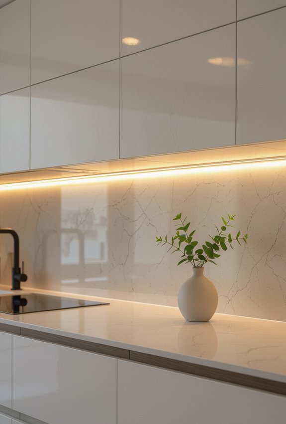 backlit backsplash enhances ambiance