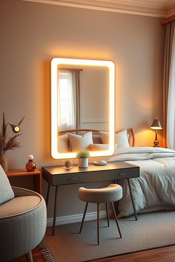 backlit mirrors enhance ambiance