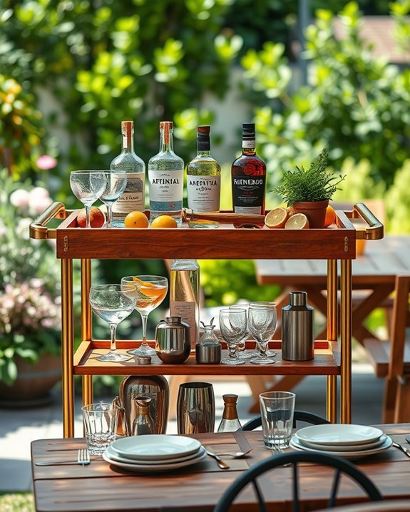 backyard bar cart setup