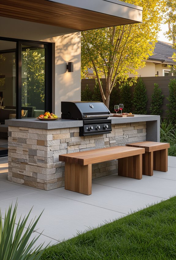 backyard barbecue bar with seating