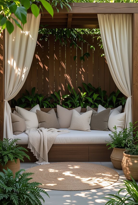backyard cozy cushion reading nook