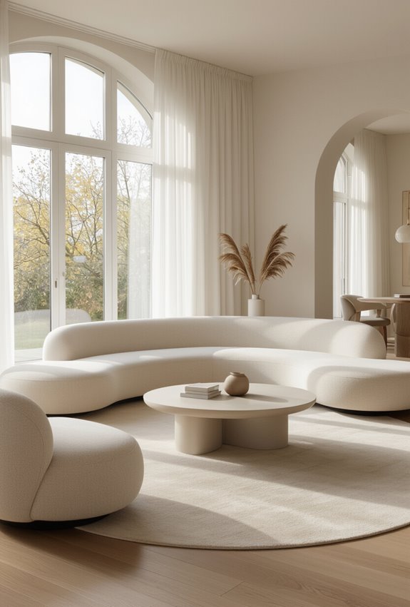 balance curved furniture with openness