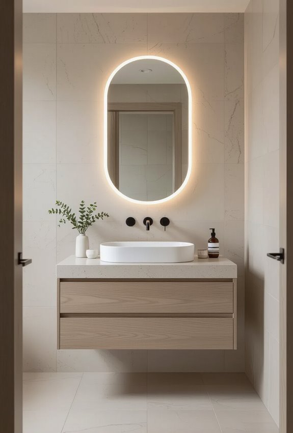 balanced layered bathroom lighting