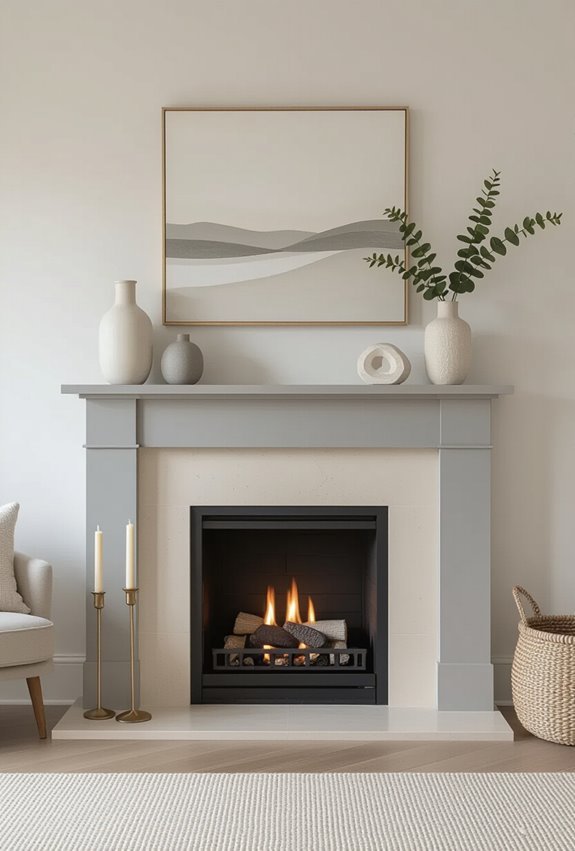 balanced neutral mantel styling