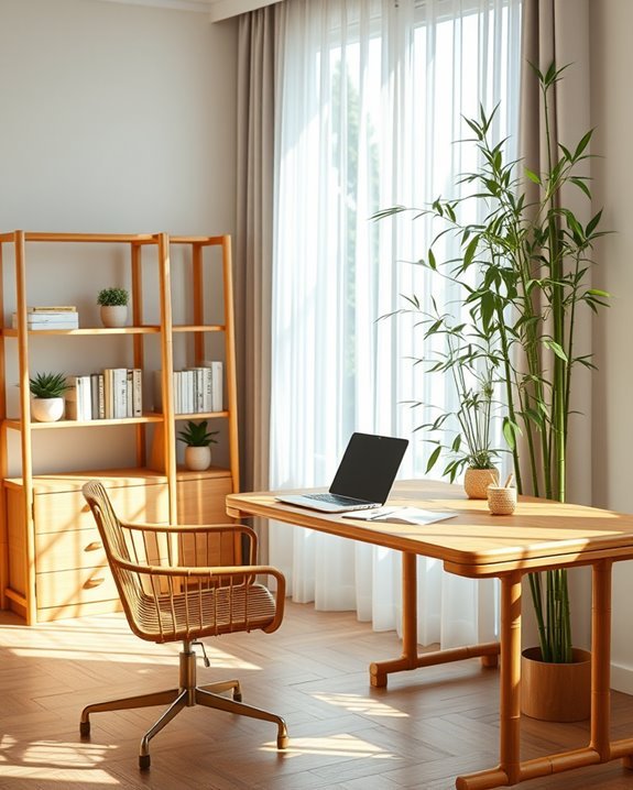 bamboo inspired home office decor