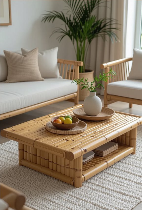 bamboo low profile coffee table