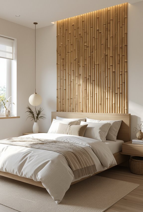 bamboo minimalist slat headboard