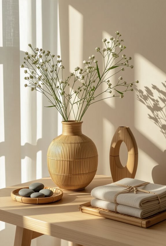 bamboo mosaics with driftwood