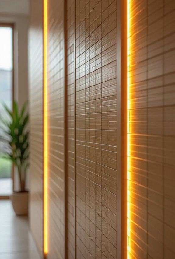 bamboo panels with lighting