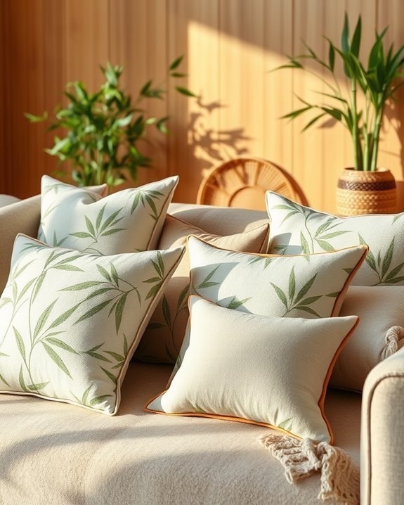 bamboo pillows enhance decor