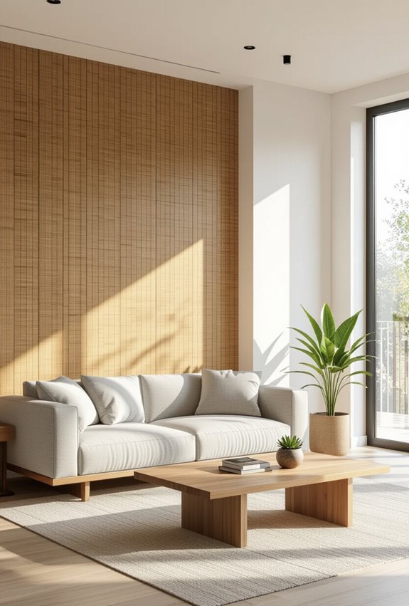 bamboo textured accent wall