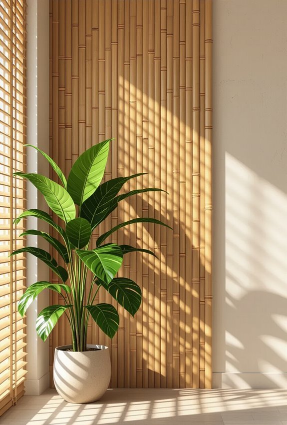 bamboo tiles with greenery