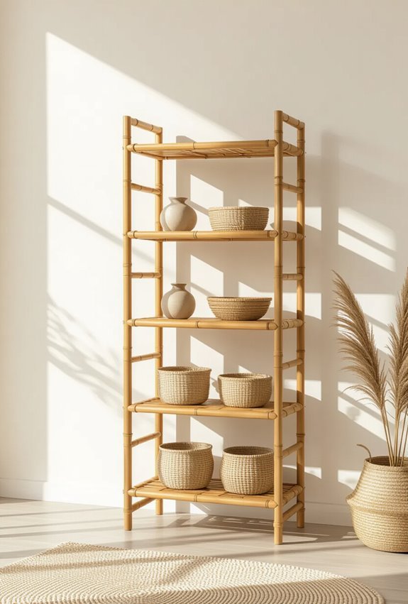 bamboo wall and corner shelving