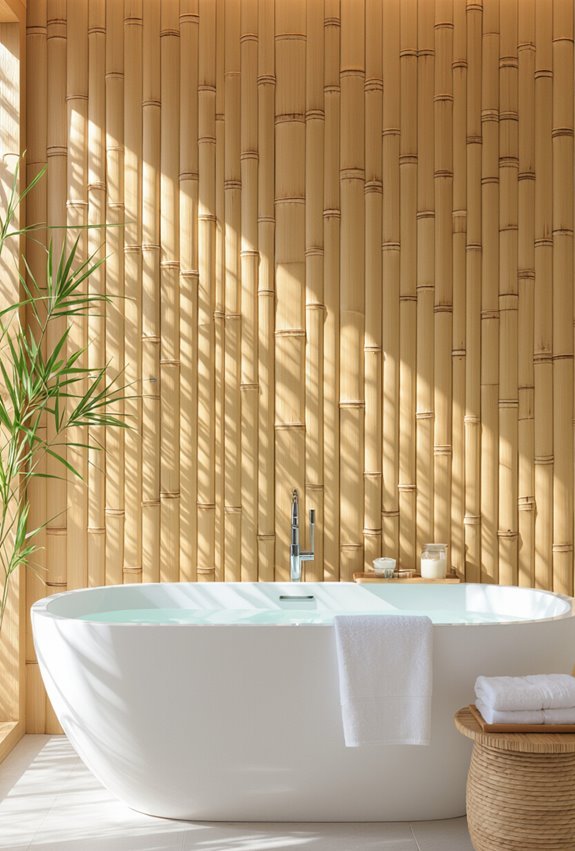 bamboo walled spa like bathroom